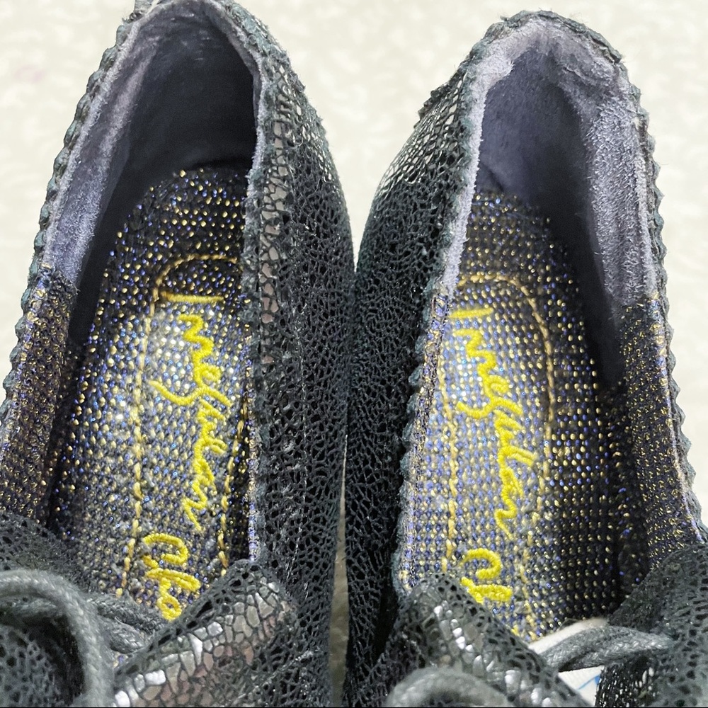 Irregular Choice Wedges I’m From The Future 6.5 Black Crackle Leather Kiltie - Picture 7 of 14